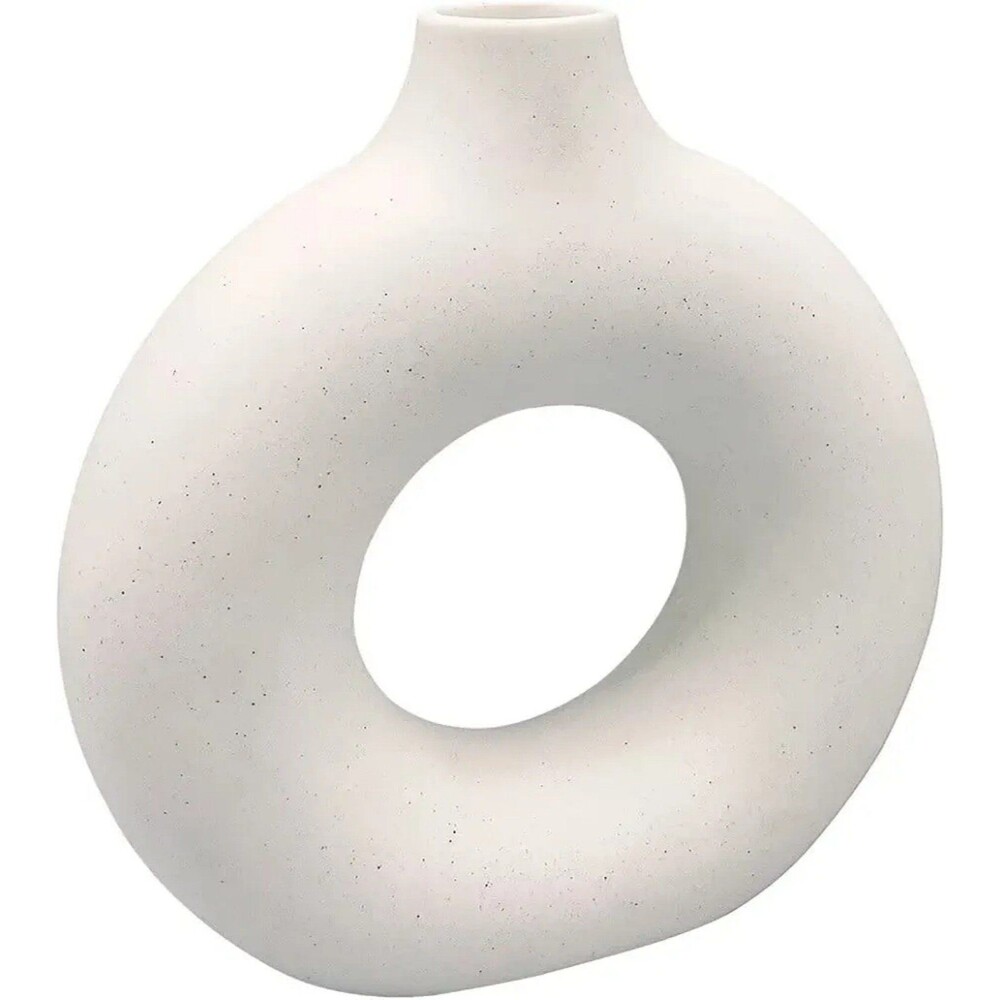 White Ceramic Vase Hollow Center NEW